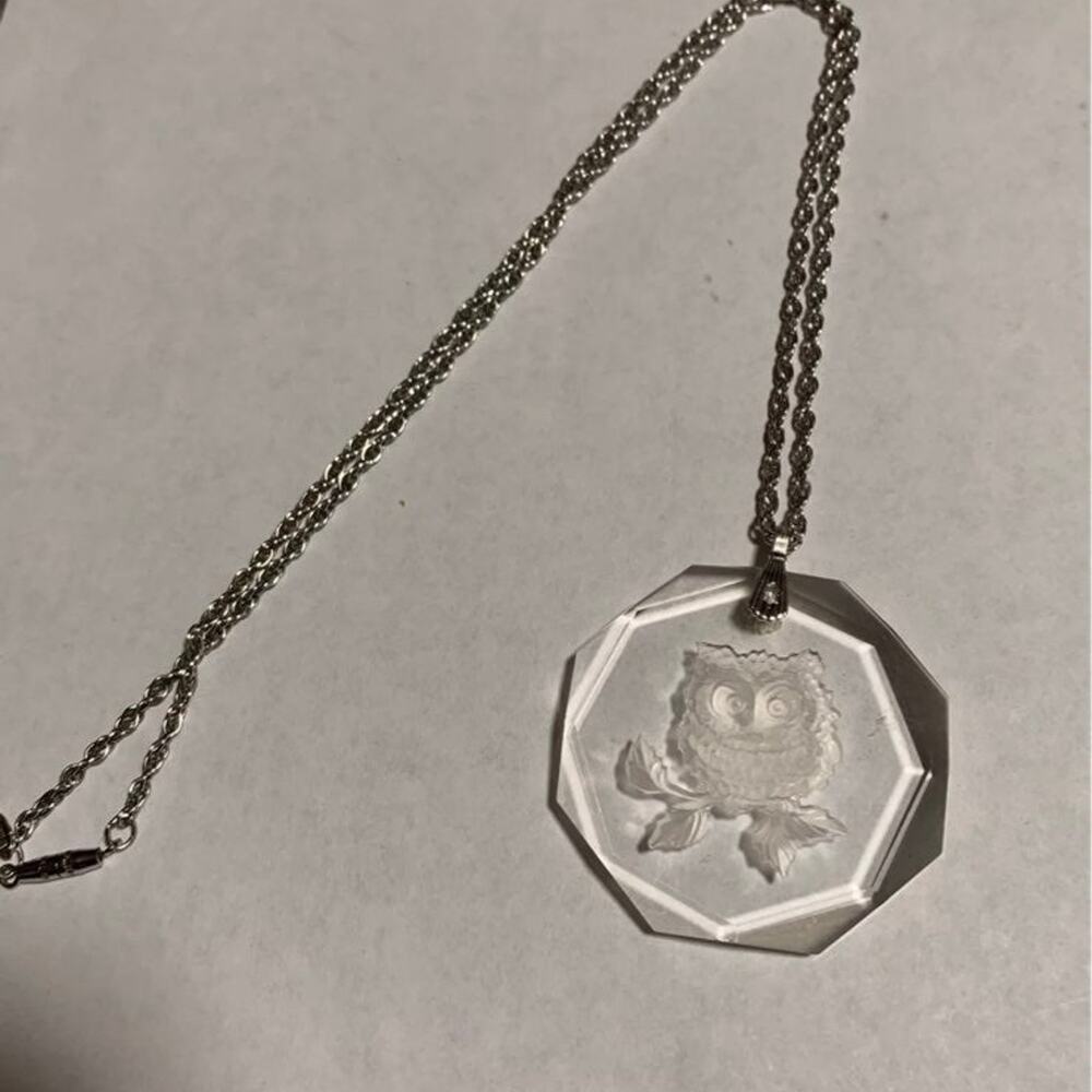 Hallmark Cards Faceted Lead Crystal Owl Necklace